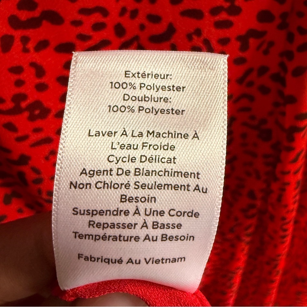 Talbots Petite Leopard Split Neck Long Sleeve Red Midi Dress SZ 12P - Picture 6 of 6